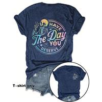 Women's Skeleton & Letter Print Round Neck Tee, Fashion Casual Crew Neck T-Shirt for Daily Holiday Vacation Outdoor Wear, Lad...