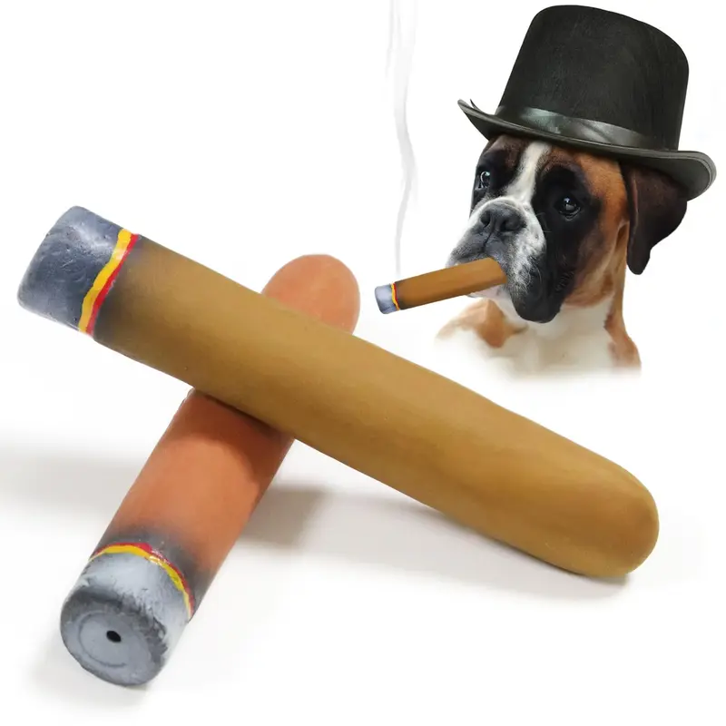 Squeaky Cigar Toy, 1 Count Latex Interactive Dog Toy, Funny Imitate Cigar Chew Toy for Puppy Teething Small Medium Breeds, Do...
