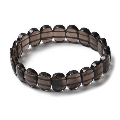 Natural Smoky Quartz Beaded Stretch Bracelet