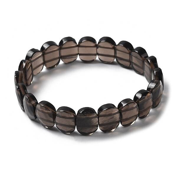 Natural Smoky Quartz Beaded Stretch Bracelet