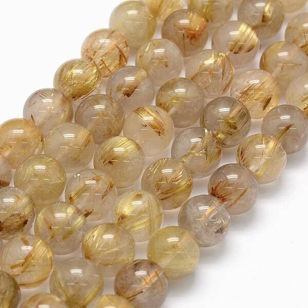 Grade AA Natural Gold Rutilated Quartz Beads Strands