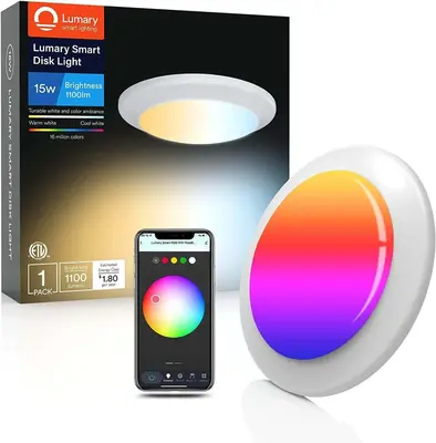 Lumary Wi-Fi Smart LED Disk Ceiling Light 15W 5/6 inch Model A