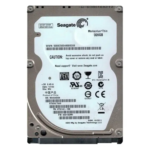 9YG142-188 Seagate Momentus Thin 320GB 5400RPM SATA 3Gb/s 16MB Cache (CE) 2.5-Inch Hard Drive