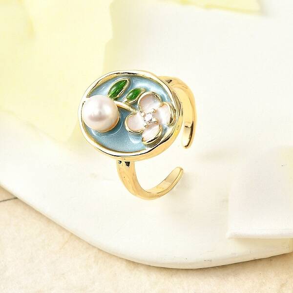 Brass Enamel Cuff Rings