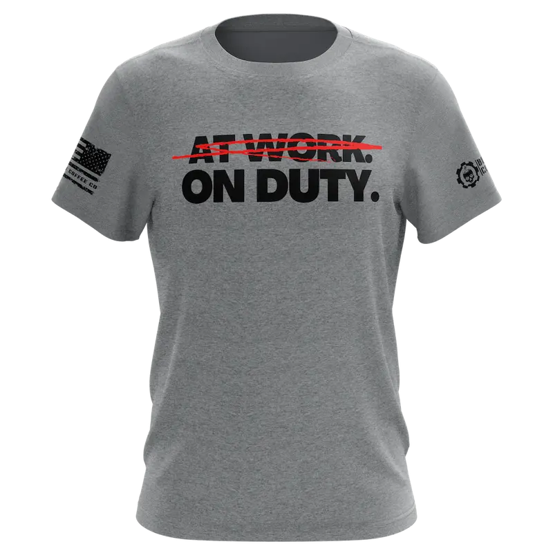 At Work ON DUTY Heather Grey T-Shirt, SMALL