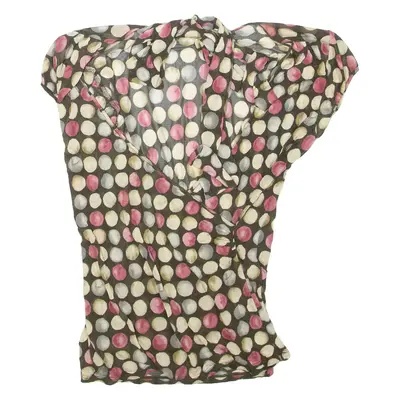 BOSS HUGO BOSS Womens Printed Top Black V-Neck Spotted M