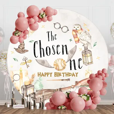 Magical The Chosen One Round 1st Birthday Backdrop - Aperturee