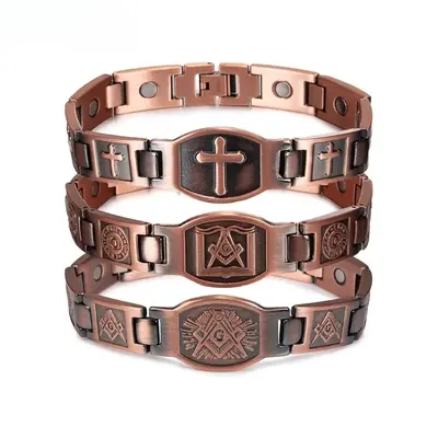 2025 New Men's pure copper retro bracelet Magnetic bracelet Simple magnetic pure copper bracelet