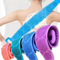 Silicone Body Scrubber Bath Brush, Exfoliating Shower Brush Bath Belt With Extra Long Strip And Handle For Easy Back Exfoliat...