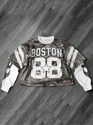 Men's Letter & Number Print 2 in 1 Drop Shoulder Sweatshirt, Regular Fit Casual Long Sleeve Round Neck Pullover for Fall & Wi...