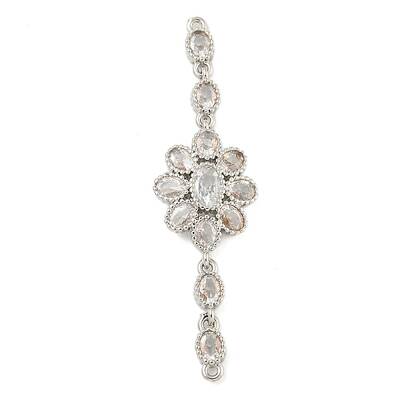 Brass Pave Clear Cubic Zirconia Flower Links Connector Charms