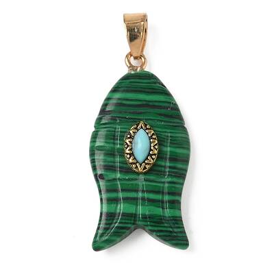 Synthetic Malachite & Synthetic Turquoise Carved Pendants