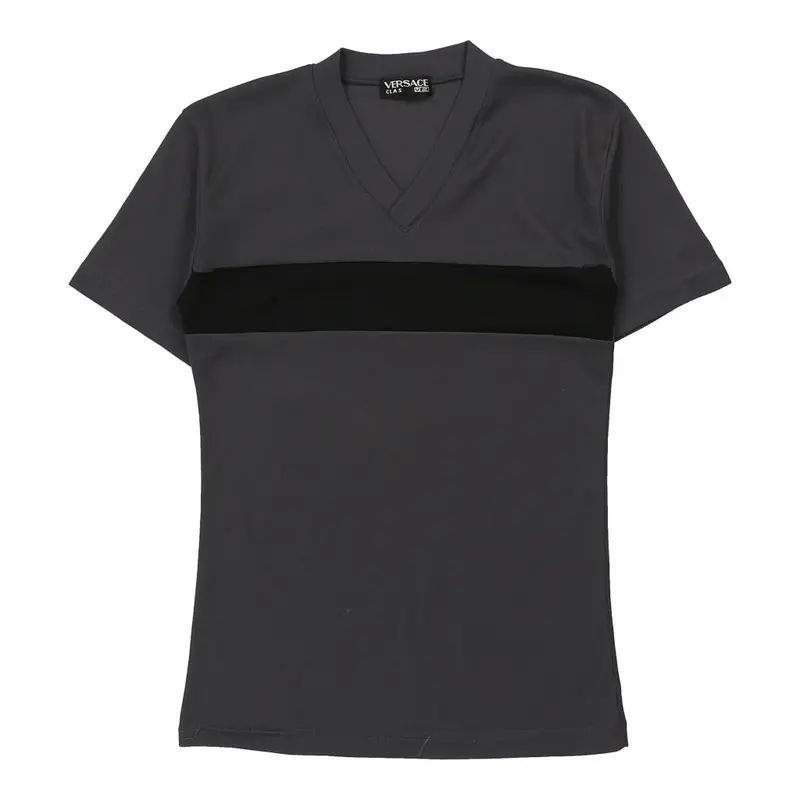 Bootleg Versace V2 Classic V-neck T-Shirt - Large Grey Polyester