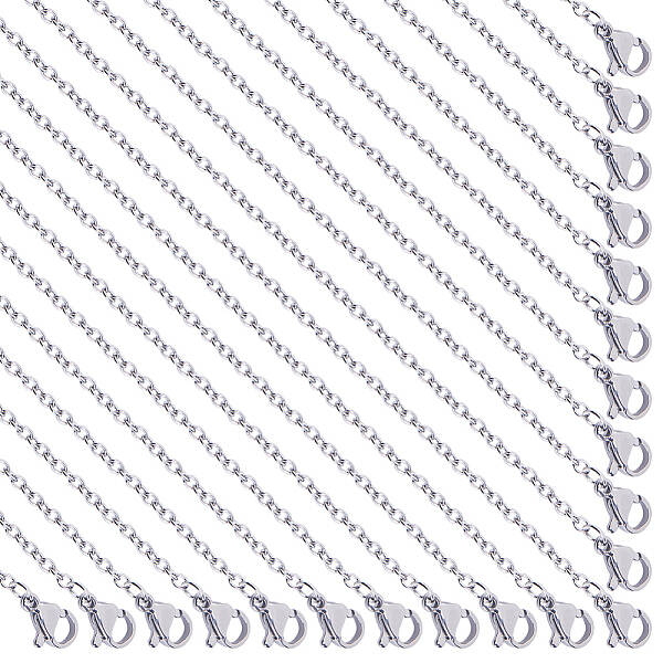 20Pcs 304 Stainless Steel Cable Chain Necklaces Set