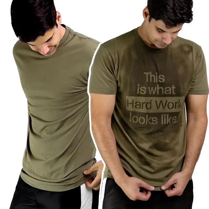 Hard Work T-Shirt Gym Shirt. Invisible Design Until You Sweat Menswear Top Tshirt