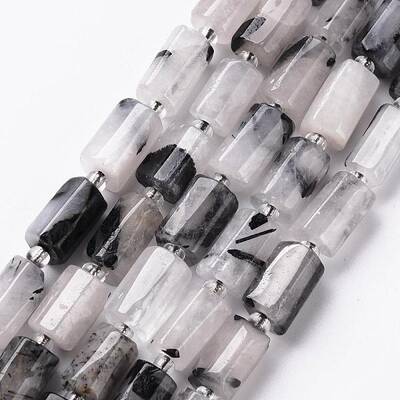 Natural Black Rutilated Quartz Beads Strands