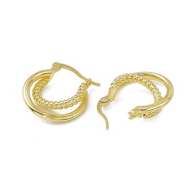 Rack Plating Brass Double Line Twist Rope Hoop Earrings for Women