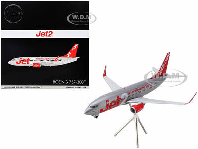 Boeing 737-300 Commercial Aircraft Jet2 (G-GDFG) Gray Metallic with Red Tail Gemini 200 Series 1/200 Diecast Model Airplane b...