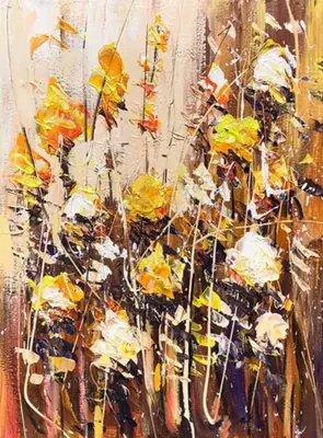 Original Abstract Floral Paintings On Canvas Contemporary Textured Painting Oil Painting Modern Floral Fine Art | GOLDEN FLOW...