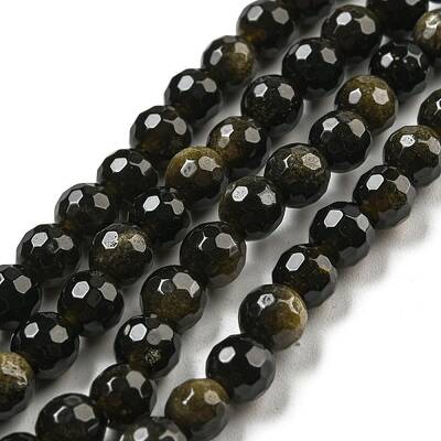 Natural Golden Sheen Obsidian Beads Strands