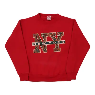 New York Nutmeg Graphic Sweatshirt - Large Red Cotton Blend