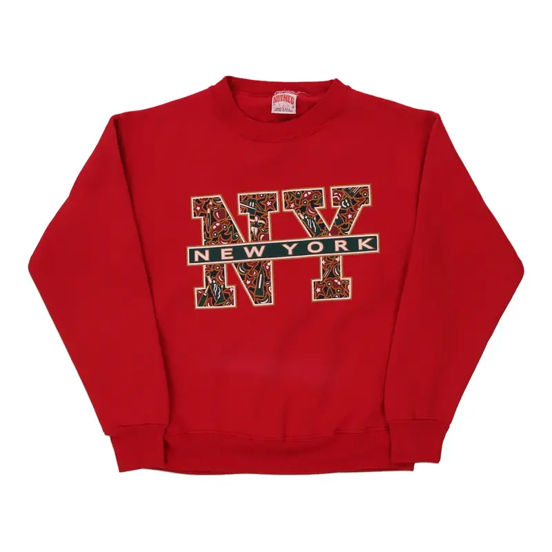 New York Nutmeg Graphic Sweatshirt - Large Red Cotton Blend