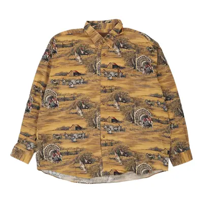 North River Outfitters Patterned Shirt - 2XL Brown Cotton