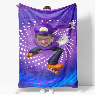 Customized Cyclone Skating Boy Dots Purple Blanket - Lofaris