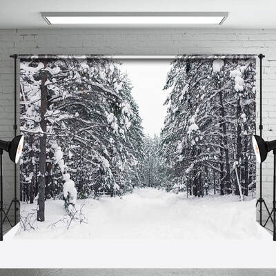 Pine Forest After Heavy Snow Winter Photo Backdrop - Aperturee