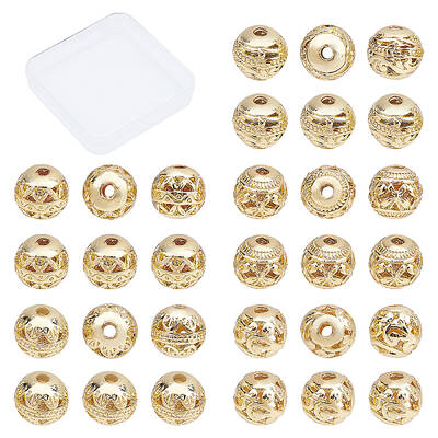 30Pcs 5 Style Alloy Hollow Beads