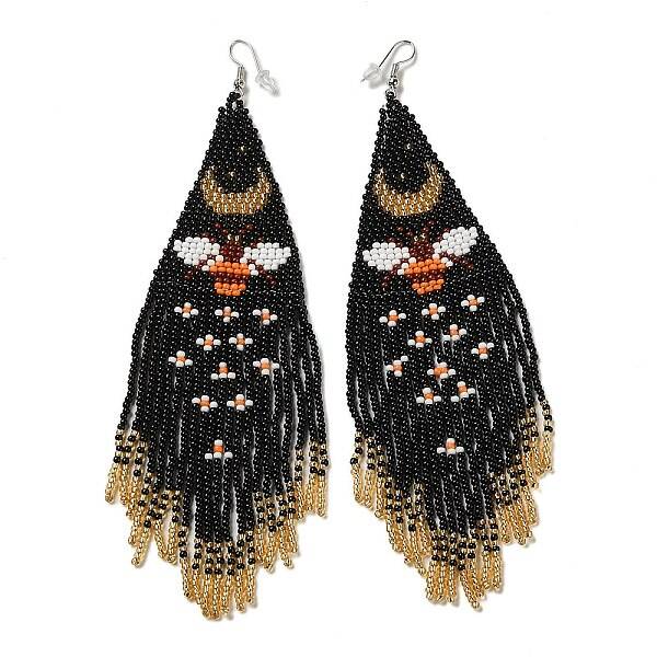 Bohemia Woven Glass Seed Bead Dangle Earrings