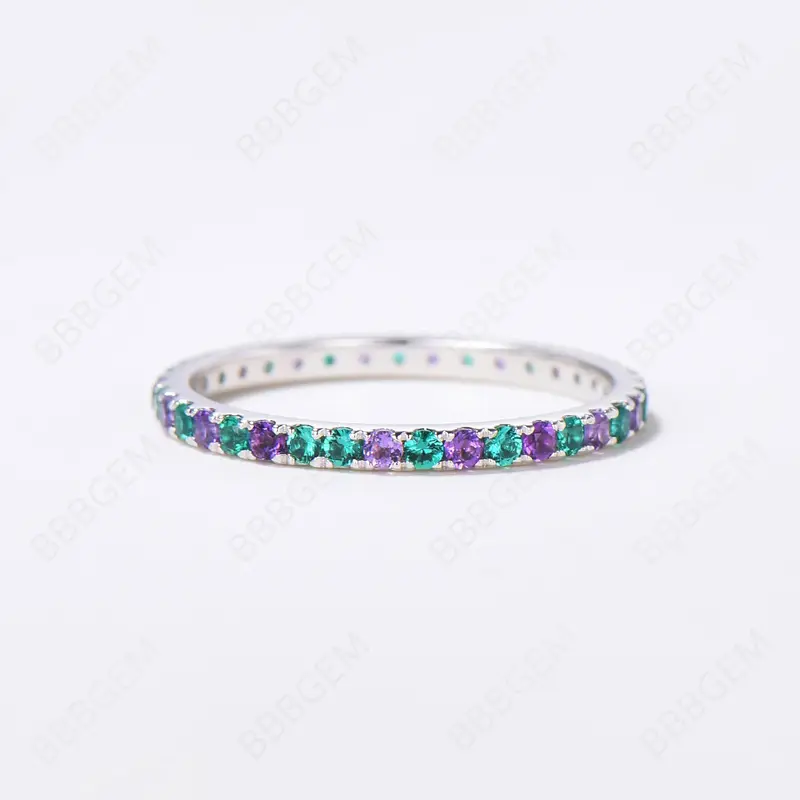 Eternal Harmony Wedding Band: Amethyst & Emerald in Luxurious Metals