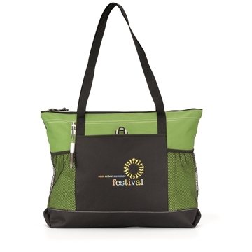 50 Custom Select Zippered Tote - Mesh Pockets & Pen Loop