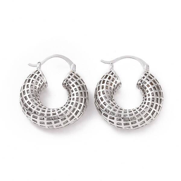 Brass Hollow Out Round Hoop Earrings for Women