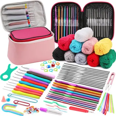 Crochet Tool Kit, 1 Set Crochet Tool Set, DIY Crochet Supplies for Beginners, Handmade Tool Supplies for Teenager & Adults, H...