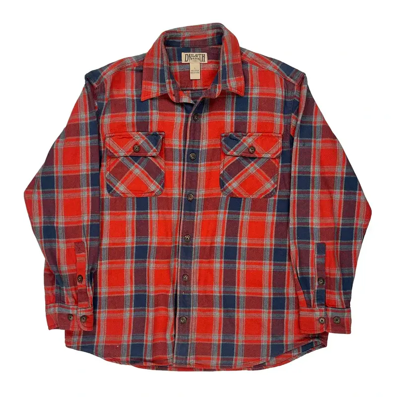 Duluth Checked Flannel Shirt - Large Red Cotton