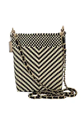 Milano Slim Crossbody Bag - Luxe Ivory Black | Color: Chain Strap Black Gold