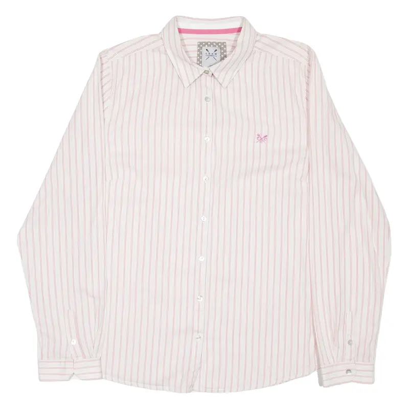 CREW CLOTHING Womens Shirt Pink Striped Long Sleeve UK 14