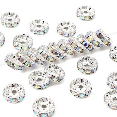 Brass Grade A Rhinestone Spacer Beads