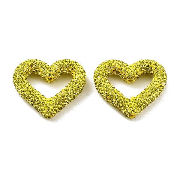 Heart Shape Polymer Clay Rhinestone Beads