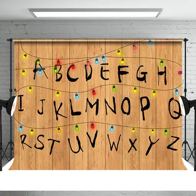 Lovely Alphabet With Colorful Lights Halloween Backdrop - Aperturee