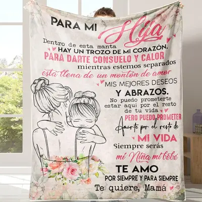 Floral & Letter Pattern Blanket, 1 Count Soft Comfortable Throw Blanket, Air-conditioned Room Blanket, Warm Nap Blanket for H...