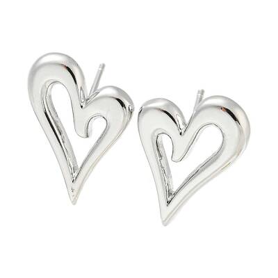 Hollow Heart Rack Plating Brass Stud Earrings