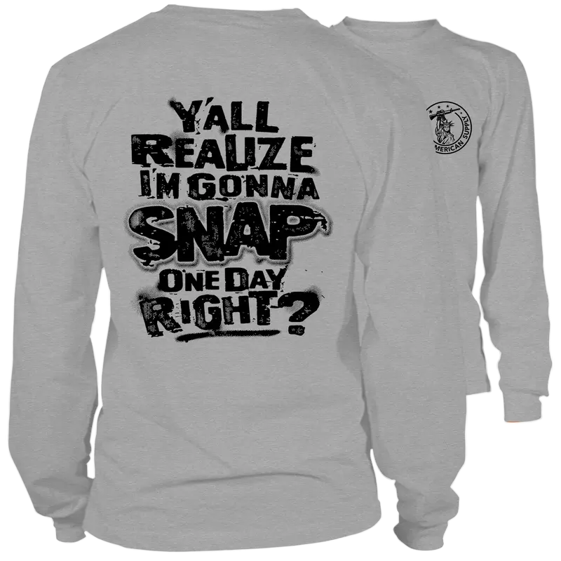 Snap- Long Sleeve Heather Gray T-Shirt