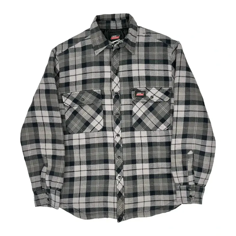 Dickies Checked Flannel Shirt - Medium Black & White Cotton