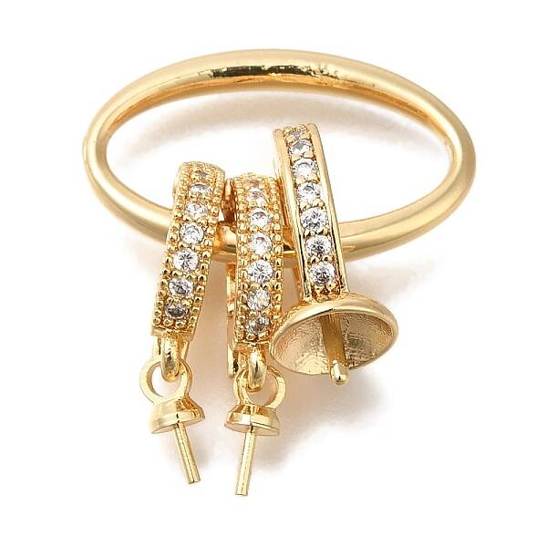 Brass Micro Pave Clear Cubic Zirconia Fold Over Clasps