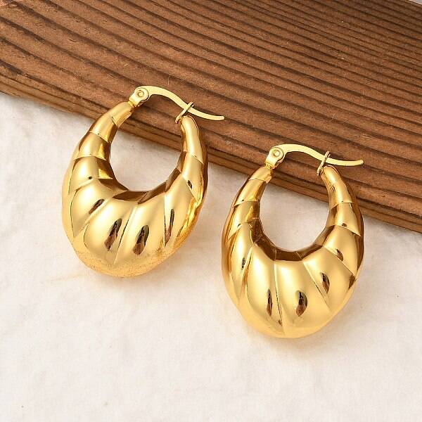 304 Stainless Steel Oval Hoop Earrings