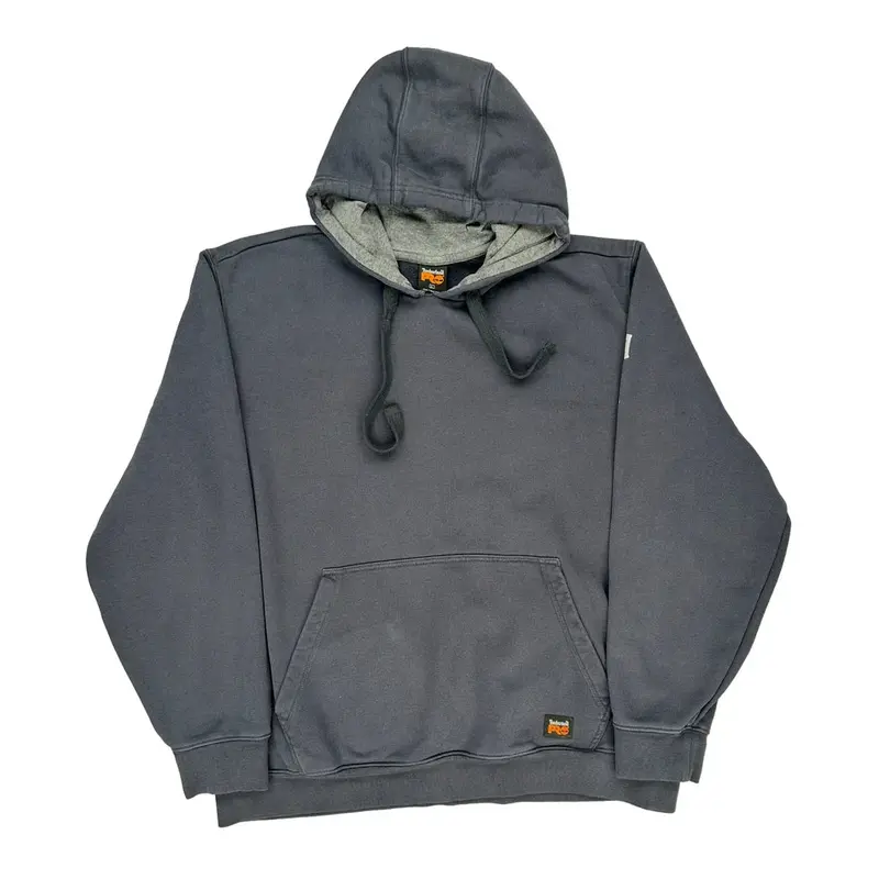 Timberland Spellout Hoodie - Large Grey Cotton Blend