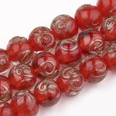Handmade Gold Sand Lampwork Beads