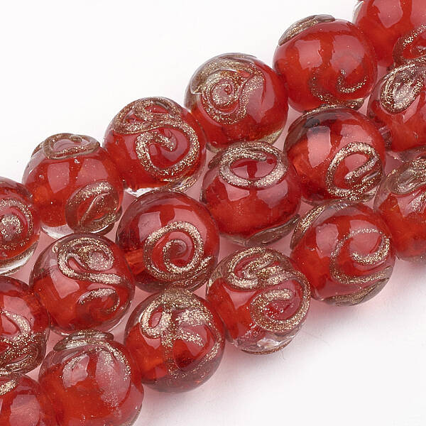 Handmade Gold Sand Lampwork Beads